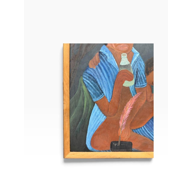 Mid 20th Century Rare Signed Vintage Haitian Vodou Folk Art Painting "Papa Loko" by Lafortune Félix For Sale - Image 5 of 7
