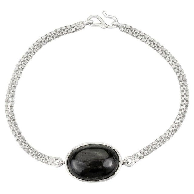 Not Yet Made - Made To Order Vintage Style 16.10 Ct Oval Cut Boho Black Star Bracelet in Sterling Silver For Sale - Image 5 of 10