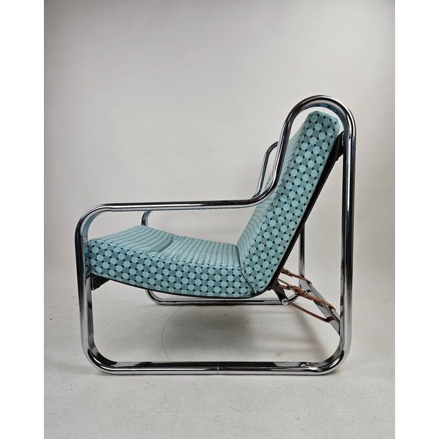 Blue Vintage Italian Chairs in Chrome Frame, 1970s, Set of 2 For Sale - Image 8 of 18