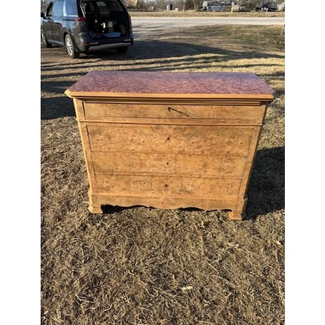 19th Century 19th Century Louis Philippe Burlwood Bleached Marble Top Chest of Drawer / Commodes For Sale - Image 5 of 18