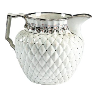 Antique Early 19th Century English George III Creamware & Silver Luster Pineapple-Form Pitcher For Sale