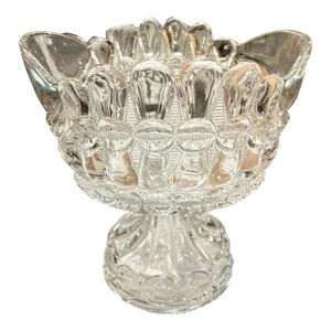Antique Eapg Thompson Glass Works Footed Compote, Bowtie Pattern