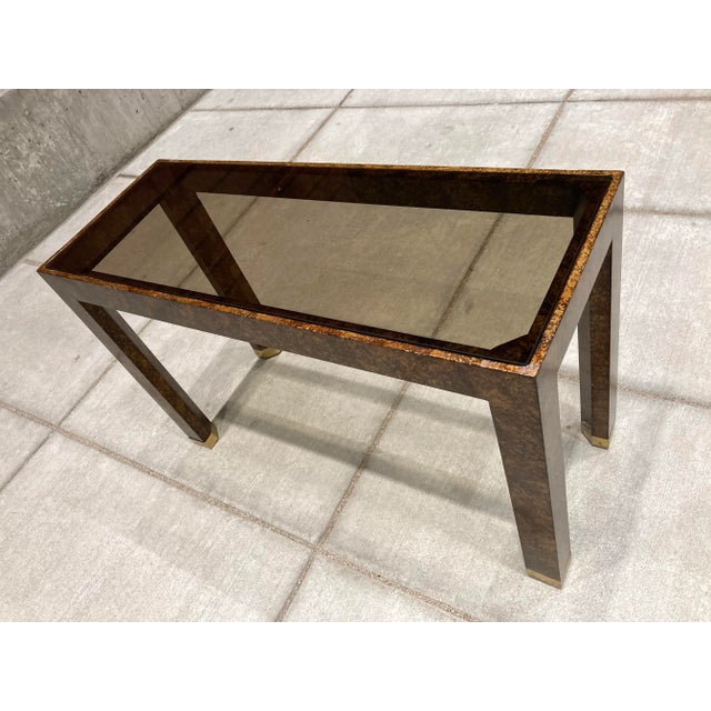 Henredon Mid-Century Modern Henredon Faux Tortoise Shell Parsons Console Table For Sale - Image 4 of 13