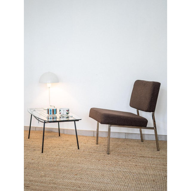 Black Mid-Century Glass and Metal Coffee Table, 1950s For Sale - Image 8 of 9