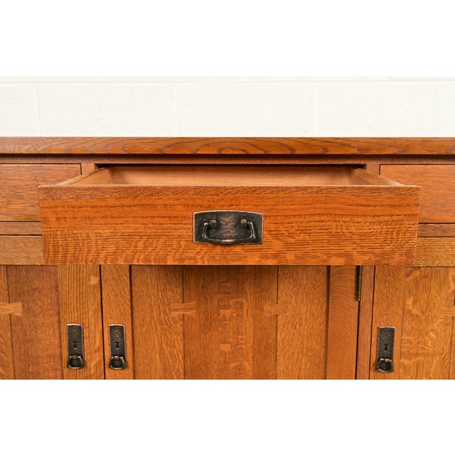 Wood L. & J. G. Stickley Mission Oak Arts & Crafts Sideboard or Bar Cabinet For Sale - Image 7 of 18
