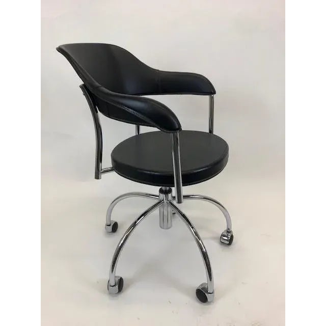 Early 21st Century Modern Italian Black Leather Chair and Chromed Steel Frame For Sale - Image 5 of 9