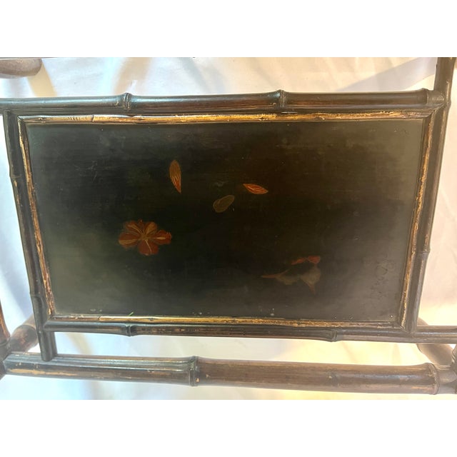 Antique Scorched Bamboo Folding Trays Tea Table For Sale - Image 13 of 18