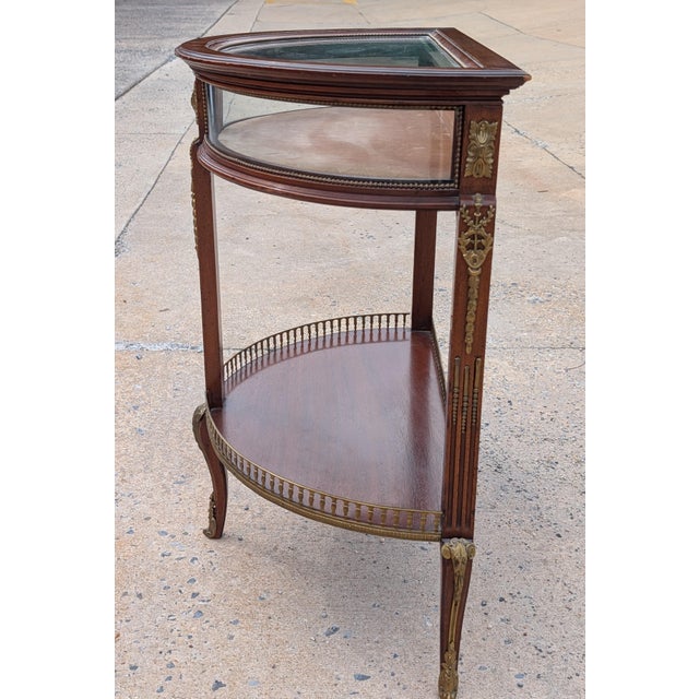 Mid 20th Century Authentic Late 19th-Century French Demilune Curio Cabinet in Mahogany With Ormolu Mounts, C. 1890 For Sale - Image 5 of 17