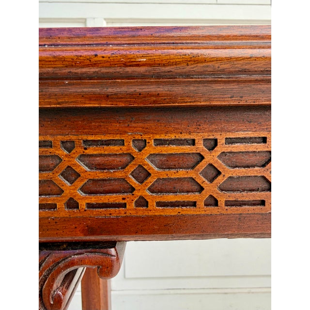 Baker Furniture Company Mid-Century Chinese Chippendale Style Mahogany Console Table For Sale - Image 4 of 11