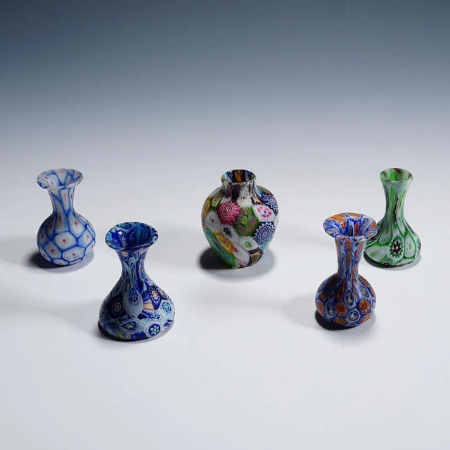 Murrine Vases attributed to Fratelli Toso, Murano, 1890s, Set of 5 For Sale - Image 3 of 10