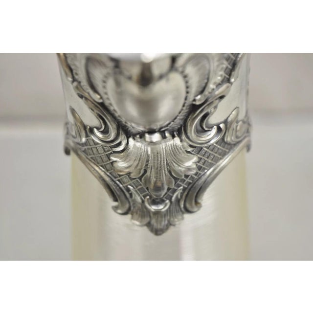 Late 19th Century Antique French Rococo Silver Plated Ribbed Glass Liqueur Decanter Bottle For Sale - Image 10 of 12
