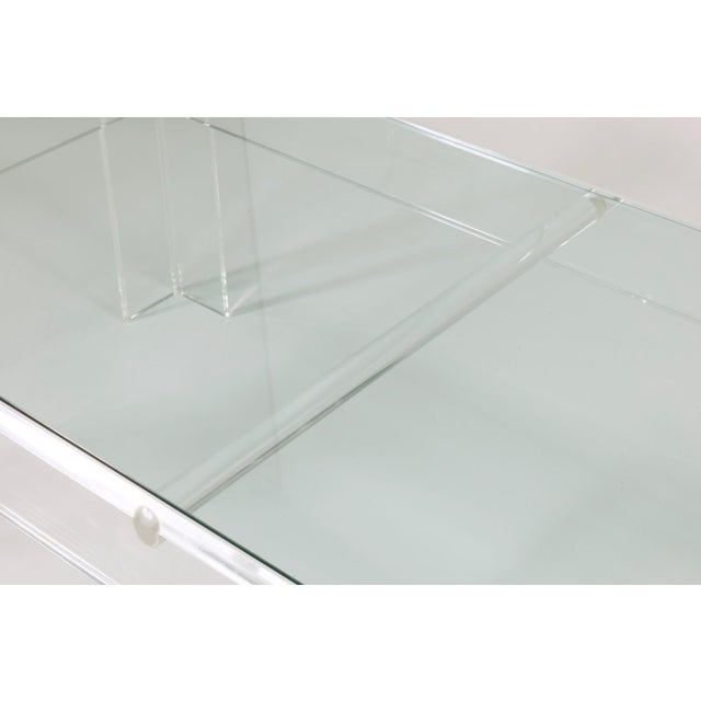 Charles Hollis Jones 1970s Glass Top Lucite Base Coffee Table For Sale In Detroit - Image 6 of 6