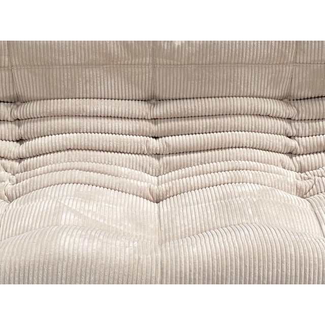 Khaki French Togo Living Room Set in Beige Cord by Michel Ducaroy for Ligne Roset, Set of 3 For Sale - Image 8 of 13
