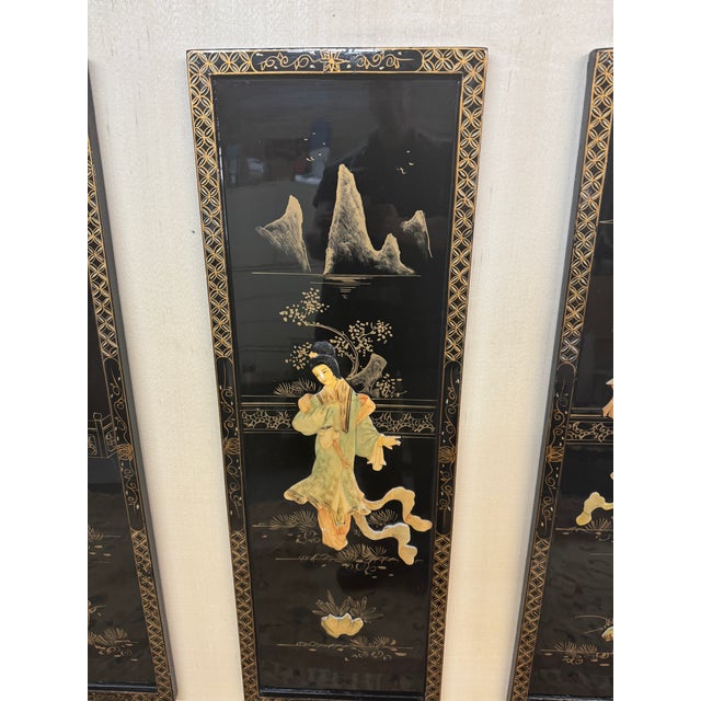 Mid Century Japanese Four Season Soapstone Panels Inset in Frame For Sale - Image 11 of 12