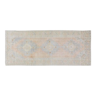 Vintage Turkish Oushak Hand Knotted Wool Rug, 4'7''x11' For Sale