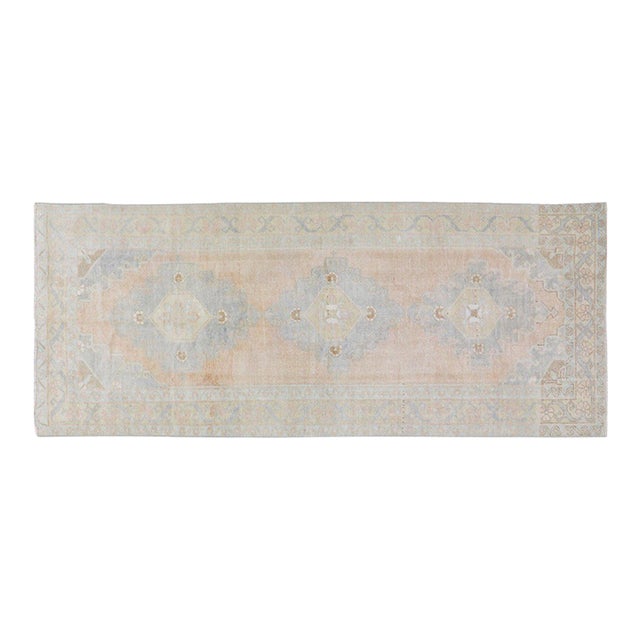 Vintage Turkish Oushak Hand Knotted Wool Rug, 4'7''x11' For Sale