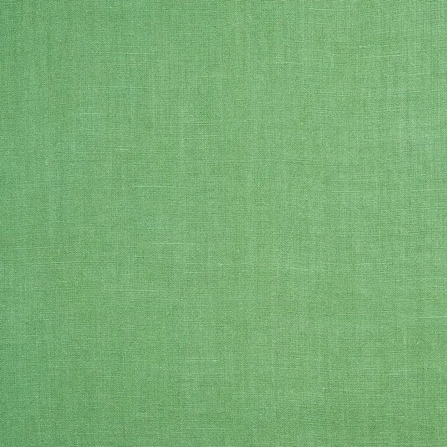 Schumacher Piet Performance Linen Fabric in Jade For Sale