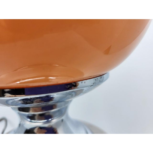 French Globe Table Lamp in Orange Opaline and Chrome Base, 1970s For Sale - Image 15 of 18