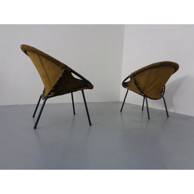 1960s Olive Green Suede Balloon Chairs from Lusch, Germany, 1960s, Set of 2 For Sale - Image 5 of 16