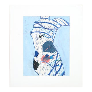 Blue Patterned Contemporary Abstract Nude Female Figure by Meagan Jain For Sale