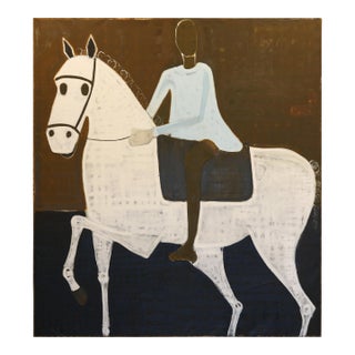 Contemporary Large Contemporary Horse Painting. Man on Horseback 200 X 180 Cm For Sale