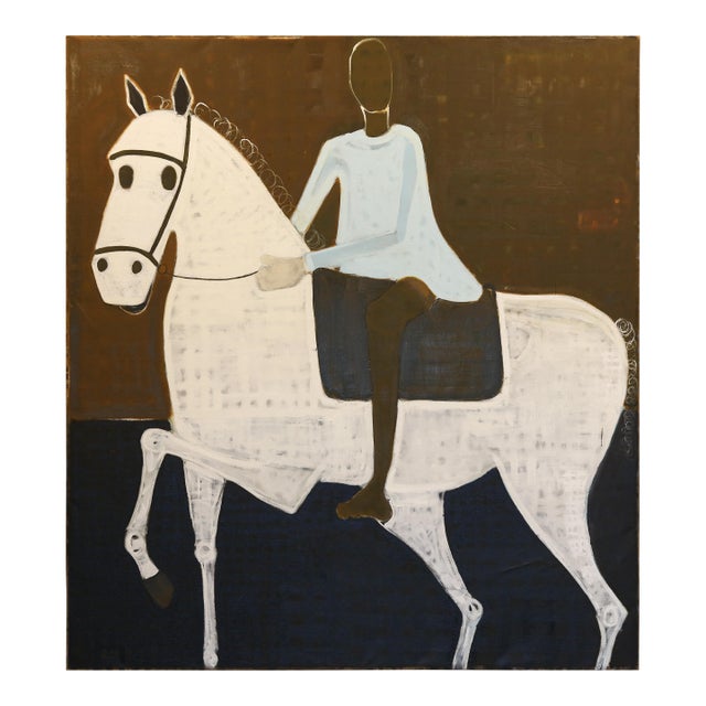 Contemporary Large Contemporary Horse Painting. Man on Horseback 200 X 180 Cm For Sale
