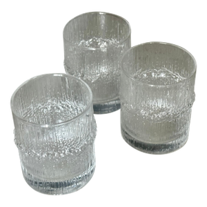 1980s Mid Century Modern Tapio Wirkkala Niva Lowball Whiskey Glasses Iittala Finland - Set of 3