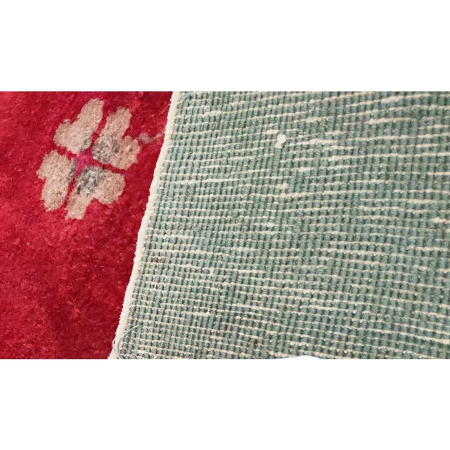 Scarlet 1920s Red Scarlet Foliate Antique Chinese Art Deco Carpet 9'2" X 12'8" Knotted Wool Rug For Sale - Image 8 of 10