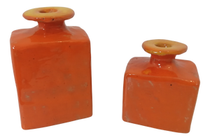 Vintage Orange Ceramic Bottles, Italy, 1960s, Set of 2