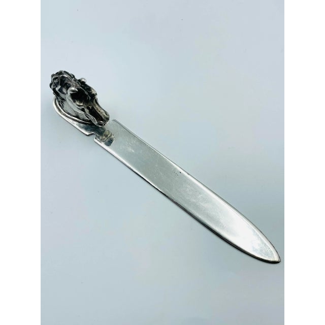 Traditional Mid 20th Century Reed & Barton Equine Sterling Silver Plate Letter Opener With Horse Head Handle For Sale - Image 3 of 10