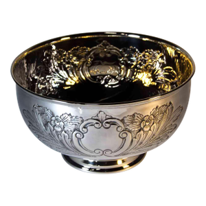 1970’s Vintage/New Frank Cobb Silverplate Punch Bowl, Hand Chased