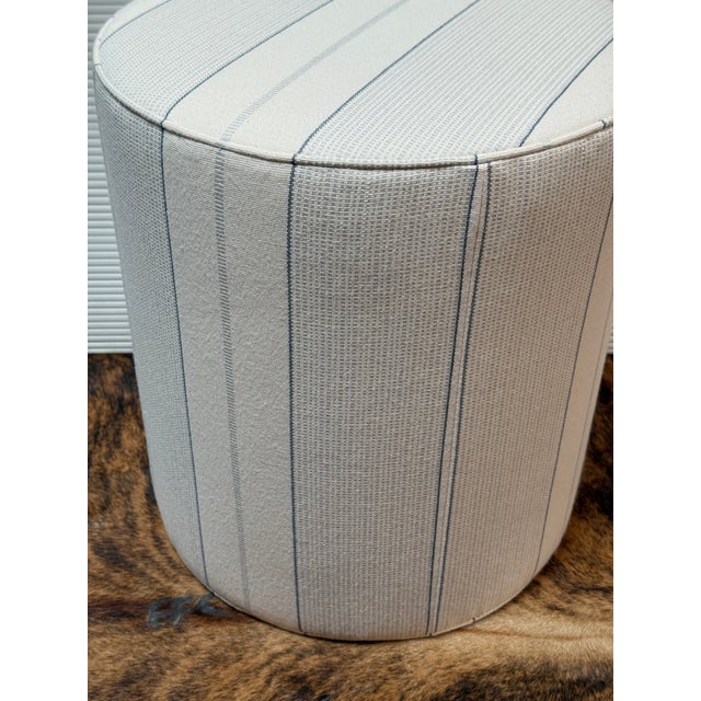 Lee Industries Lee Industries Sunbrella Drum Ottoman For Sale - Image 4 of 12