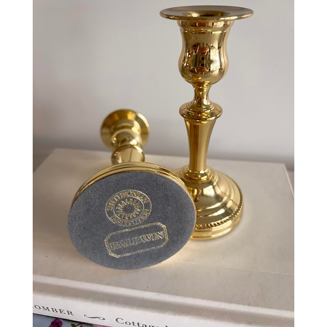Vintage Baldwin Solid Brass Candlesticks, Pair, Usa, Late 20th Century For Sale In Pittsburgh - Image 6 of 8