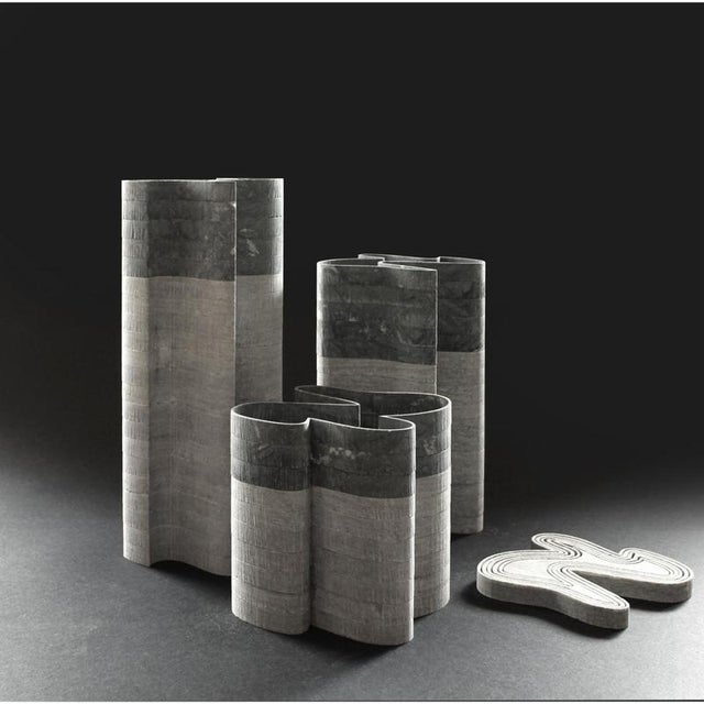 Stone Stripes C3 Vase in Laguna Green and Indian Green Marbles by Bufalini Marmi For Sale - Image 7 of 16