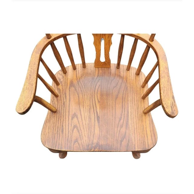 Wood 1940s Country High Back Oak Windsor Armchair For Sale - Image 7 of 11