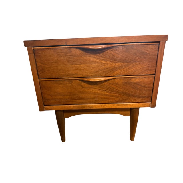 Mid-Century Modern 1960s Nightstand Two Drawer Walnut Harmony House For Sale - Image 3 of 8