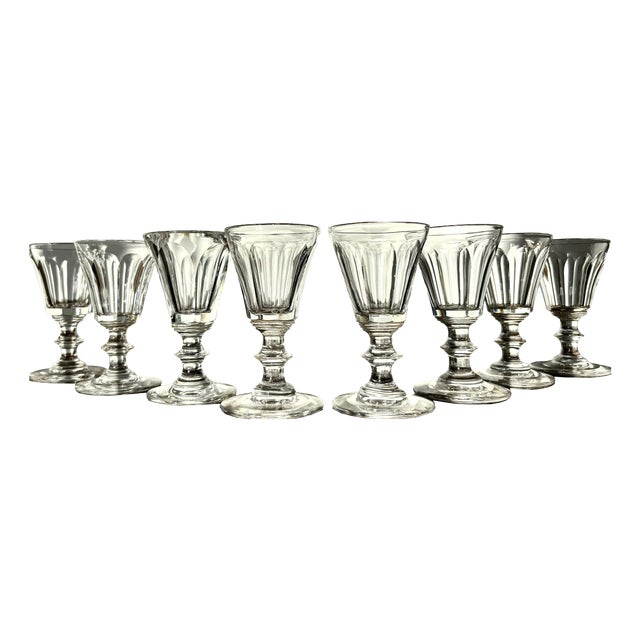 Crystal Glasses in the style of Montcenis, Early-Mid 19th‑Century, Set of 8 For Sale