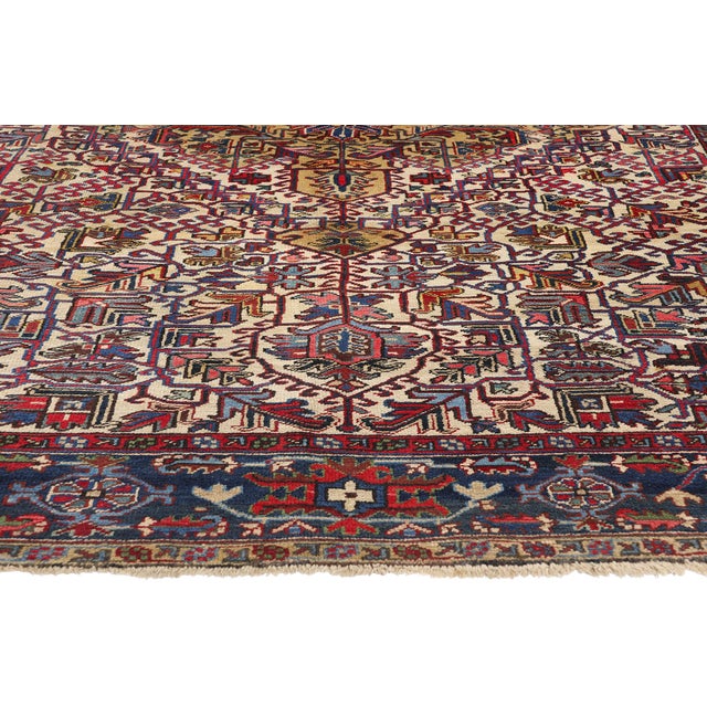 Vintage Ivory Persian Heriz Rug - 07'08 X 10'09 For Sale - Image 4 of 9