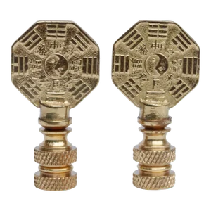 Yin & Yang Brass Lamp Finials - a Pair