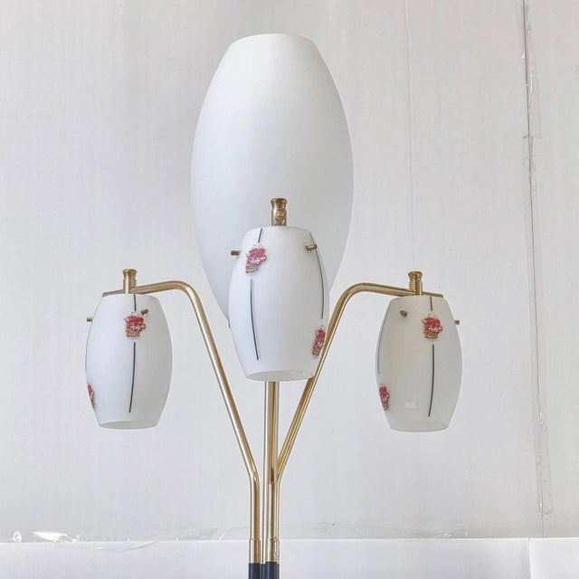 Vintage Floor Lamp in Metal and Opal Glass from Maison Arlus, 1950s For Sale - Image 12 of 15