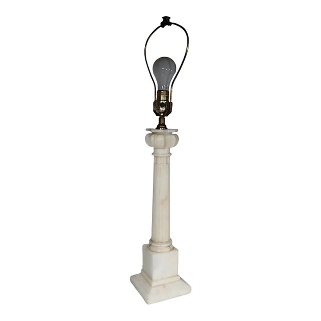Neo Classical Marble Column Table Lamp For Sale