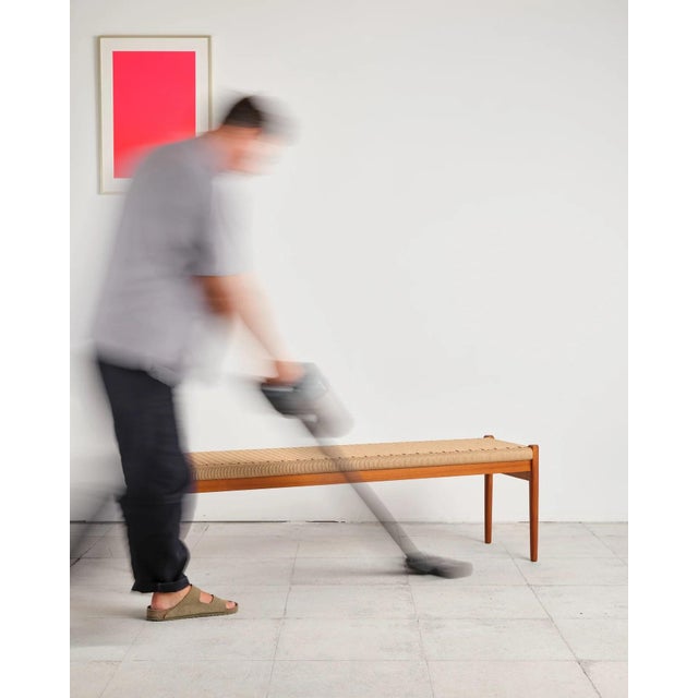 1960s Long Teak Bench with Paper Cord Weaving by Niels O. Møller for j.l. Møllers, Denmark, 1960s For Sale - Image 5 of 18