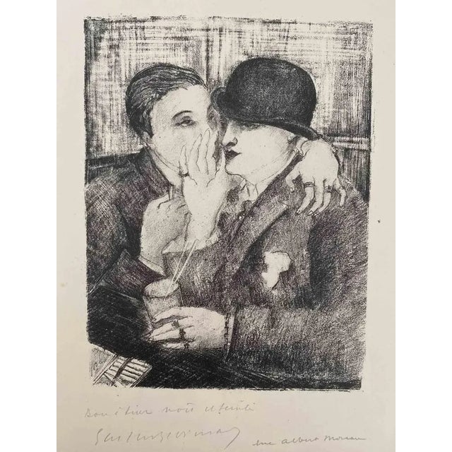 The whisper is an Original Lithograph on ivory-colored paper realized by Luc Albert Moreau. The artwork is in good...