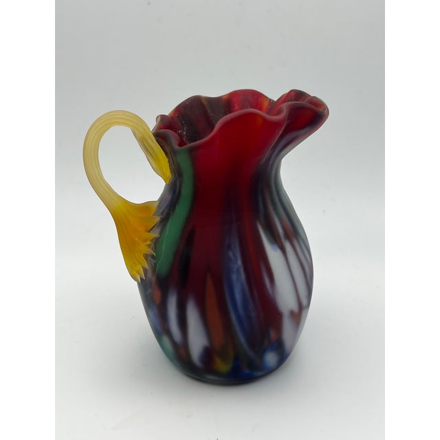 1970s Small Venetian Glass Multi-Color Swirls Jug For Sale - Image 4 of 10