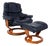 Set of Black Leather Reno Recliner and Ottoman with Manual Function from Stressless For Sale