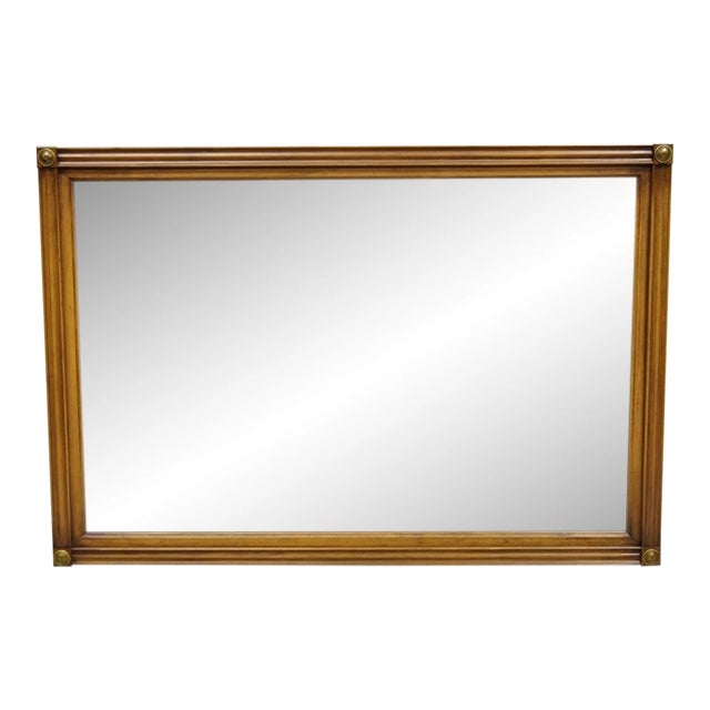 Vintage French Country Provincial Cherry Wood Rectangular Wall Mirror by White For Sale