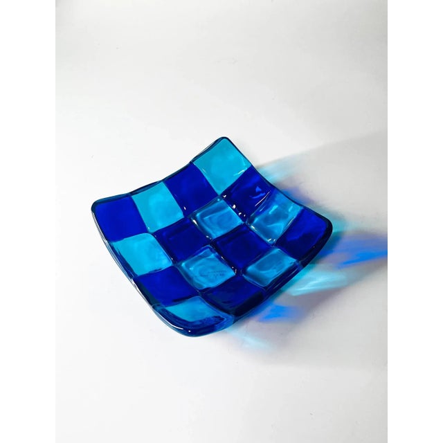 Beautiful handblown Murano glass tray by Barovier and Toso. Blue and light blue mosaic tiles. This piece has an...