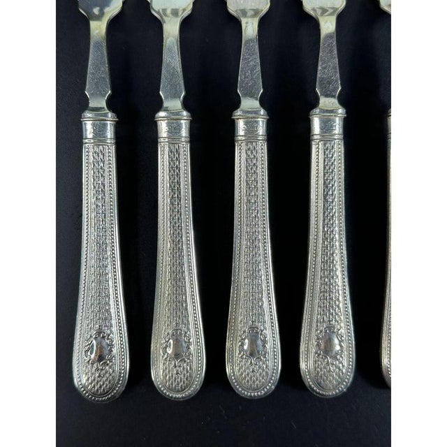 Metal English Silver-Plated Forks and Knives, London, 1888, Set of 18 For Sale - Image 7 of 12