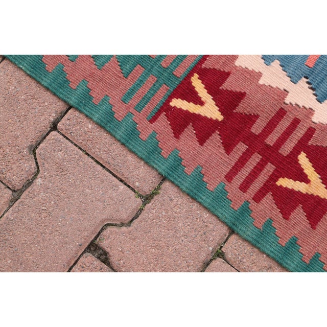 1960s Pastel Colorful Nomadic Antique Handmade Kilim Rug For Sale In Sacramento - Image 6 of 10