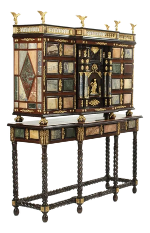 Renaissance Style Ormolu Mounted Specimen Marble Cabinet on a Stand